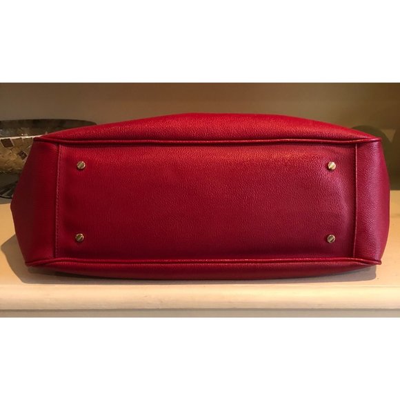 **SOLD***TORY BURCH Large Red Leather Tote Handbag Shoulder Bag Gold Hardware - Picture 9 of 16